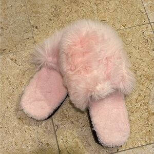 Alpaca Fur Cozy Pink Slippers- Handmade in Peru Size Large